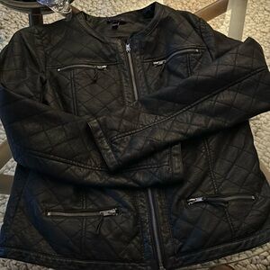 Black faux leather quilted jacket